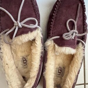 UGG Plum Suede Slippers with Cream Lining